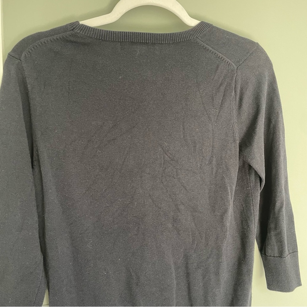 Banana Republic Anchor Navy Blue White Lightweight 3/4 Sleeve Knit Sweater - Picture 7 of 11
